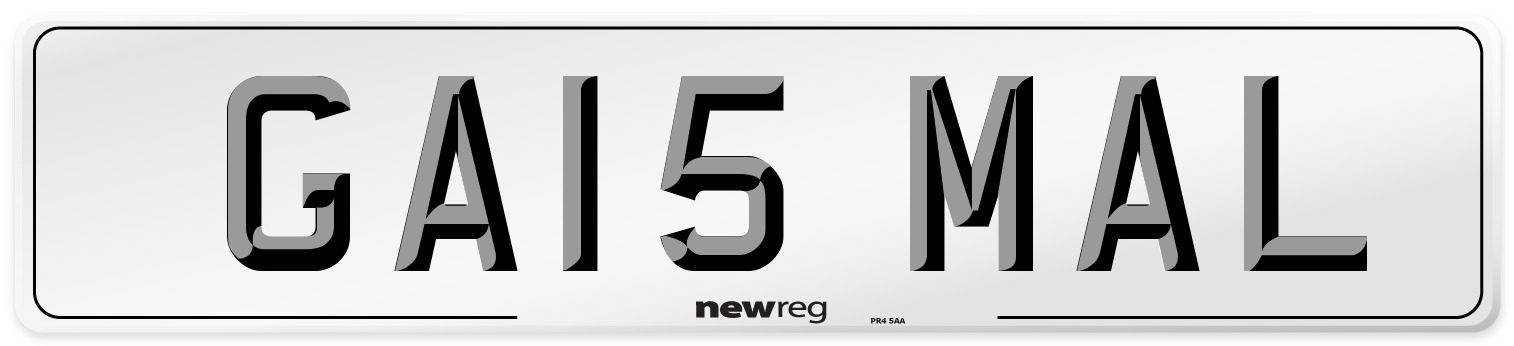 GA15 MAL Number Plate from New Reg